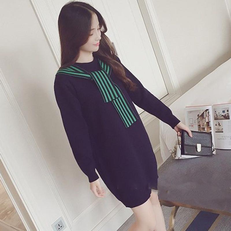 Knitted Dress Women Spring and Autumn Women's Fit Inside A Sweater Dress Mid-length Temperament Skirt