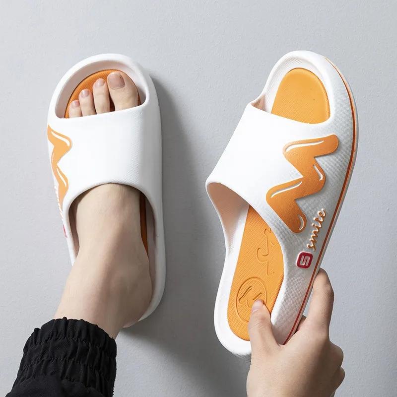 Men's and Women's Same Style Slippers Summer Non-slip Soft Bottom Slippers Men's Personality Home Bathroom Bath Slippers Casual Sports Flip Flops