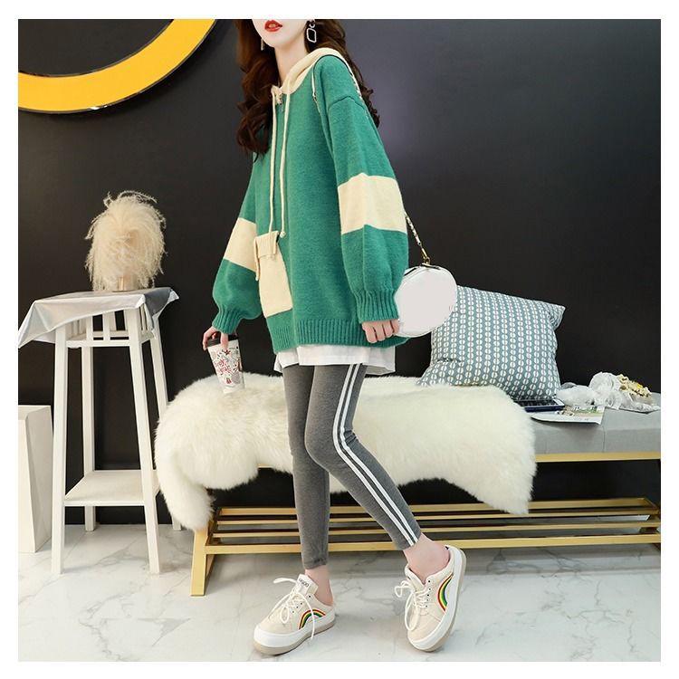 Lazy Style Pullover Sweater Women Loose Loose Outer Wear All-match Jacket Thick Hooded Knitted Coat