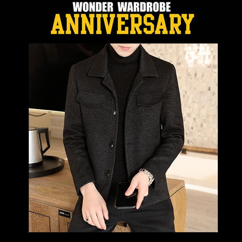 Autumn and Winter Jackets Men's Jackets Woolen Clothes Plus Velvet Thick Winter Men's Windbreaker