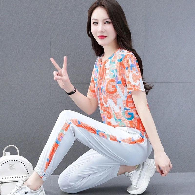 Women's Tops Summer English Print Loose Round Neck Versatile Short Sleeves