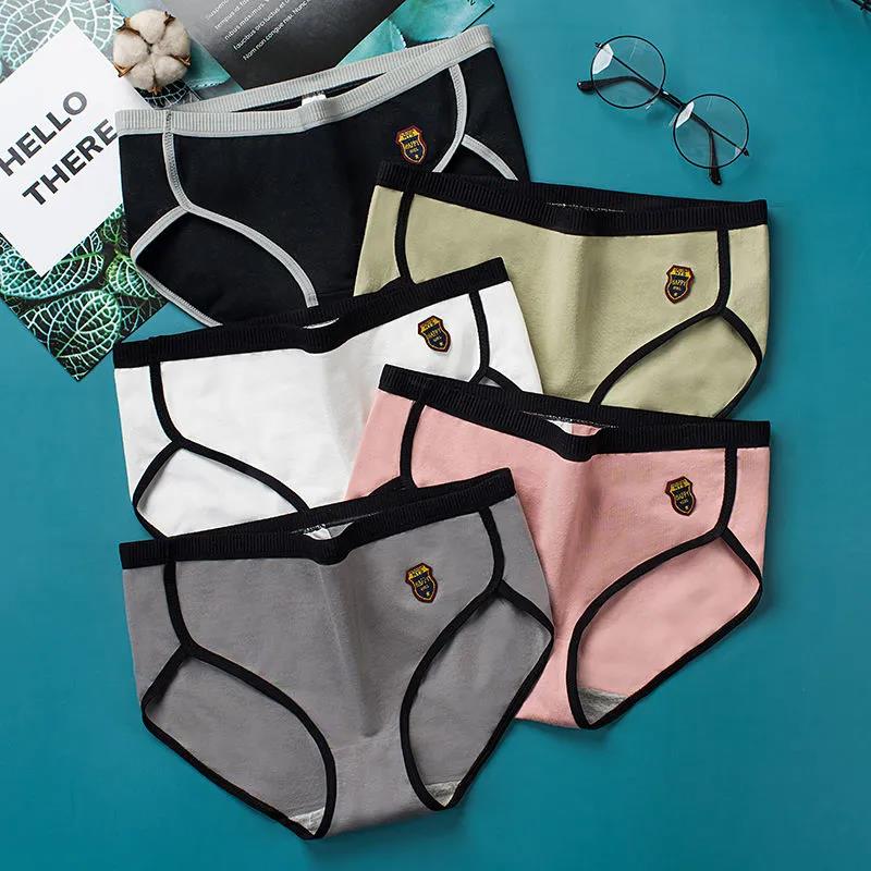 4-pack Women's Cotton Adult Underwear Antibacterial Mid-waist Breathable Japanese Briefs Student Korean Version Plus Size Briefs