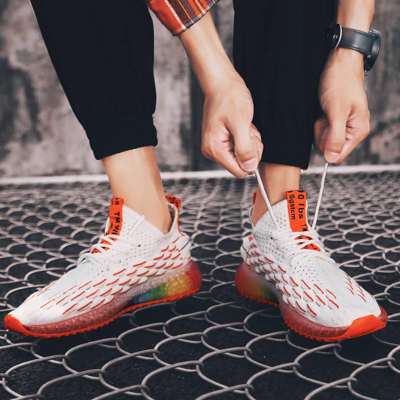 Male Angel Reflective Flying Knit Shoes Men Breathable Casual Sneakers Men Color matching mesh