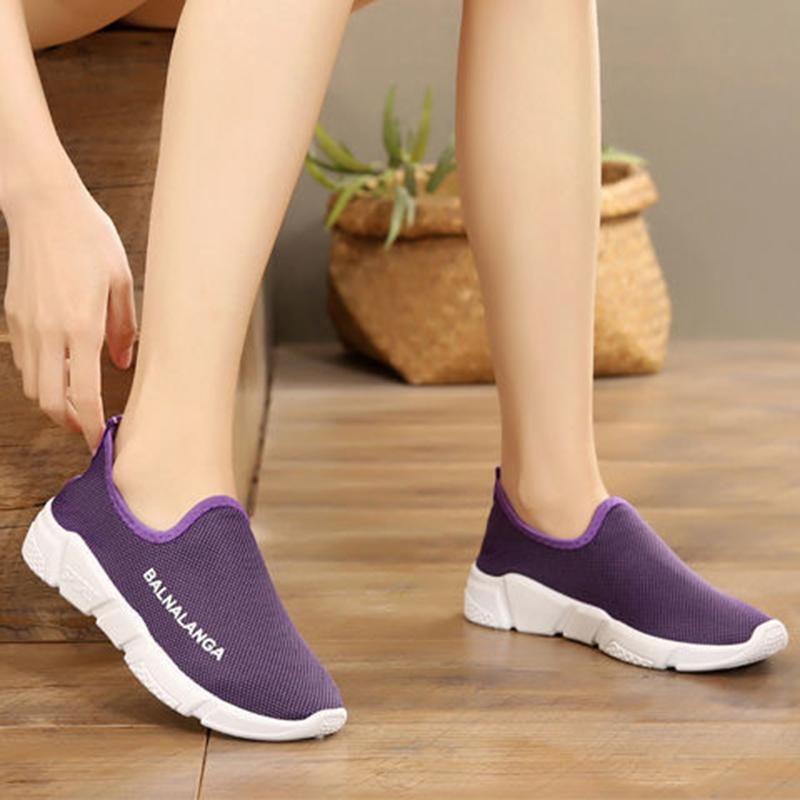 Spring  Autumn Fashion Ladies One-step Korean Version  All-match Breathable Non-slip Flat Soft Sole Sports Casual Shoes