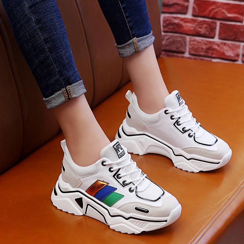 Women's Platform Sneakers Women Shoe Lace Up Shoes 5cm High Heel Women Sneakers Trainers Dad Shoes