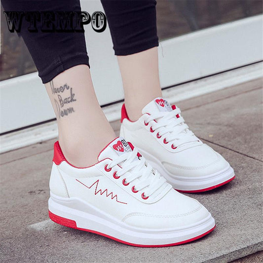Brand Sneakers Women Comfort Casual Flat Shoes Leather Classic Lace Up White Shoes