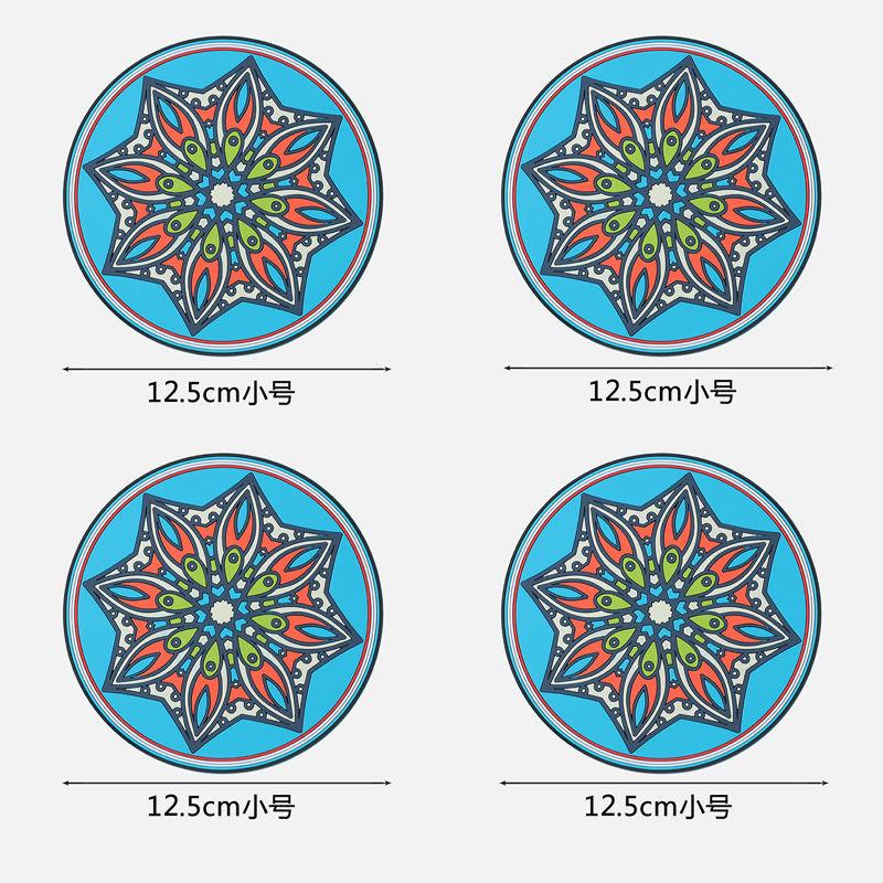 1/2/4pcs Mandala Pattern Creative Silicone Coaster Household Anti-scalding Mat Coffee Drink Coaster