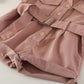 Girls' Denim One-piece Suit Summer Children's Work Clothes One-piece Pants Single breasted Belt Button Korean Style Casual Set