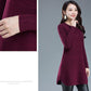 Autumn Winter Knit Casual Dress In Pure Color Long Sleeve Bottom Skirt Simple Middle-aged Women Wool Dress