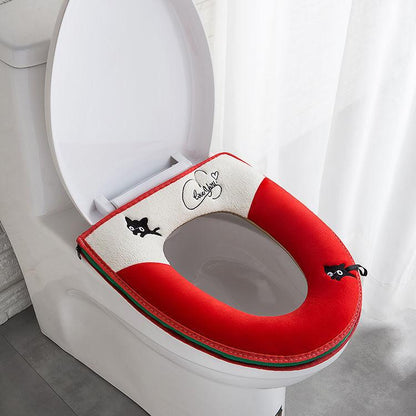 Toilet Cushion Household Four Seasons Universal Waterproof Washable Toilet Toilet Cushion Zipper Cute Cartoon Toilet Cover