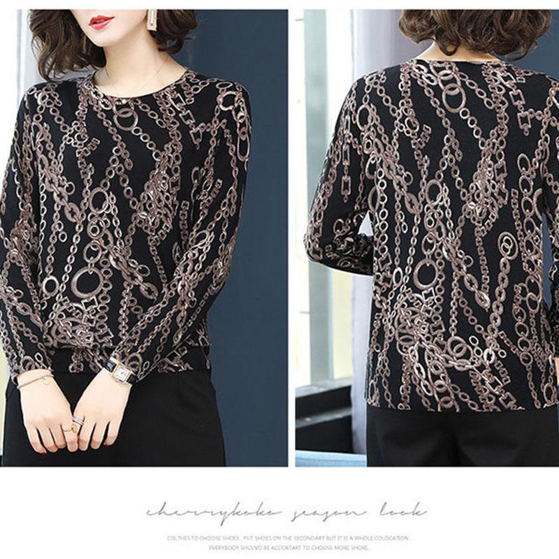 Vintage Ethnic Style Printed Woolen Sweater Women Loose O-Neck High-end Cashmere Sweater Wool Knit  Jumper Top