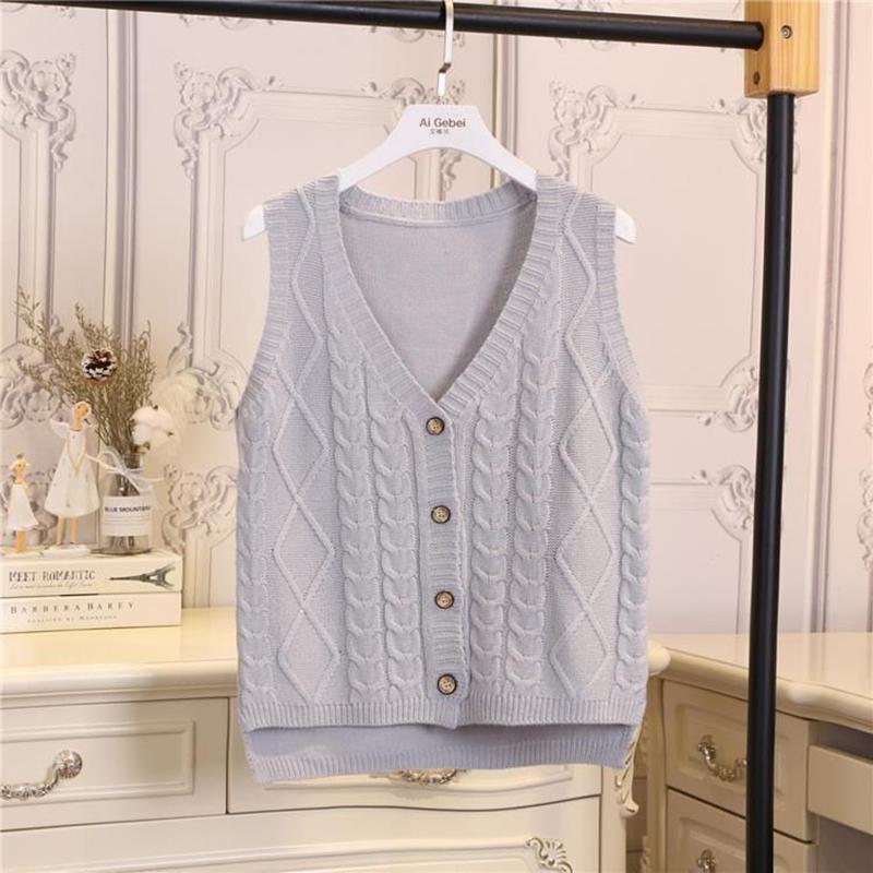 Women's Sweater Vest Short All-match V-neck Woolen Vest Sleeveless Sweater Top Ladies Pure Color Temperament Sweater Vest