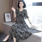 Womens O Neck Holiday Floral Print Dress Ladies Short Sleeve Party Dress