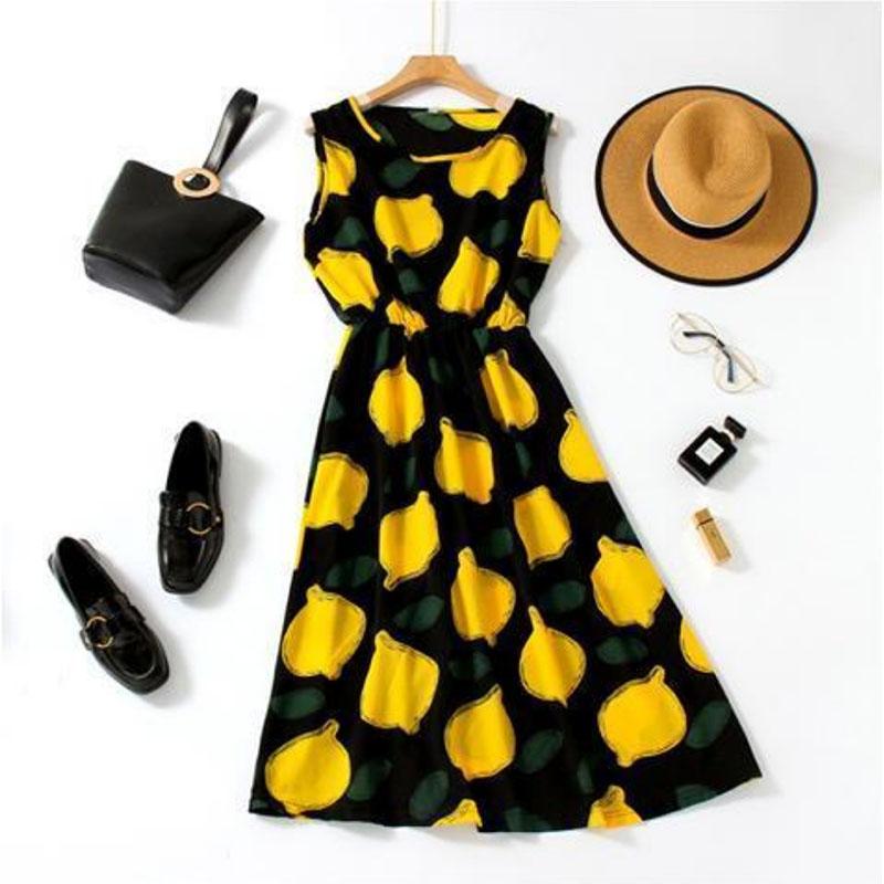Polka Dot Chiffon Floral Holiday Dress Mid Length Fairy Skirt Casual Skirt