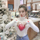 Pofulove autumn and winter sweet love turtleneck pullover sweater wild slim top shirt women