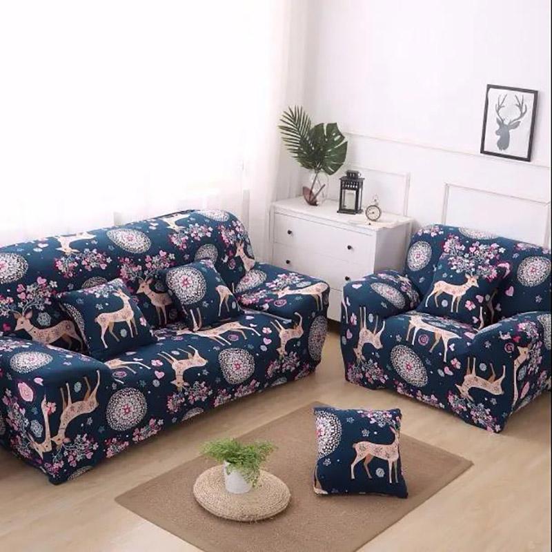 Sofa Cover 1/2/3/4 Seat Fashion Printed Sofa Cover Elastic Protective Cover Non-slip Elastic Household Decorative Sofa Cover Furniture Protective