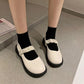 Female British Loafers Summer Small Leather Shoes Retro Medium Heel Comfortable Shoes Cute Low Wedge Lady Shoes with Skirt Lolita Shoes for Girls