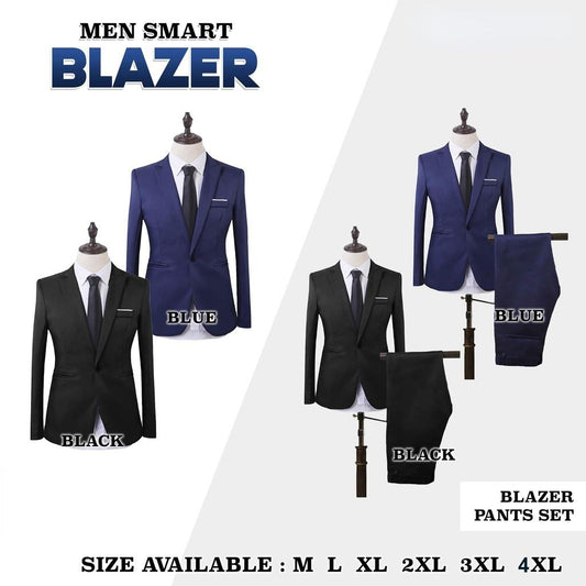 Men Blazer Set Formal Trousers Business Outerwear Pants Office Slack Pants Jacket Suit Tuxedo