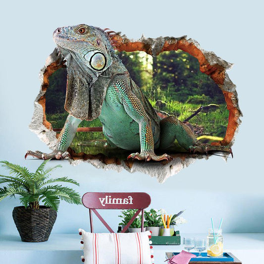 Animal World Lizard 3D Three-dimensional Waterproof Wall Sticker Removable PVC Room Wall Sticker