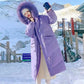 Winter Down Cotton Jacket Women's Long Over-the-knee Cotton Jacket Fluffy Fur Collar Hooded Loose Horn Button Cotton Jacket