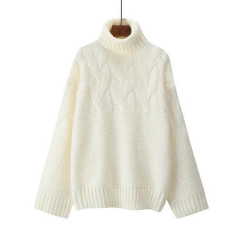 Loose Solid Color Turtleneck Sweater Bat Sleeve Pullover Knitted Schoolgirl Sweater