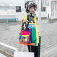 European Station Winter Print Cotton Coat Women Western Style Hooded Mid-length Coat Women