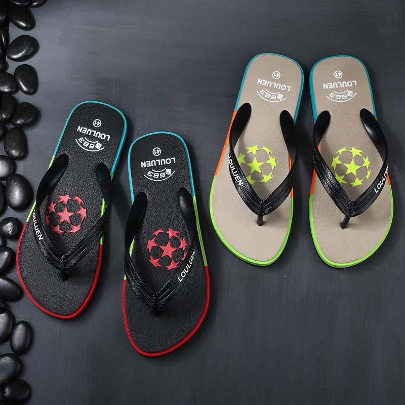 Fashion Football Slippers Men's Summer Fashion Wear Non-slip Flip Flops Casual Beach Slippers