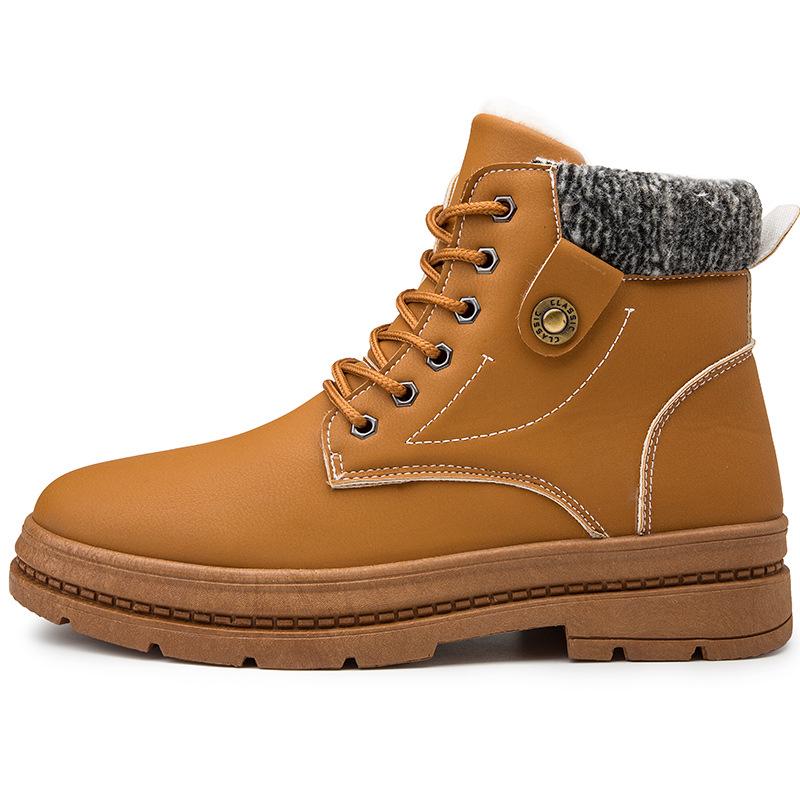 Men Waterproof Martin Boots Winter Plus Velvet Warm Boots Fashion High-top Shoes