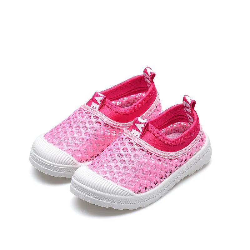 Summer Children's Shoes Boys and Girls Anti-slip Casual Mesh Shoes Soft Sole Candy Colored Flat Sport Light Solid Shoes
