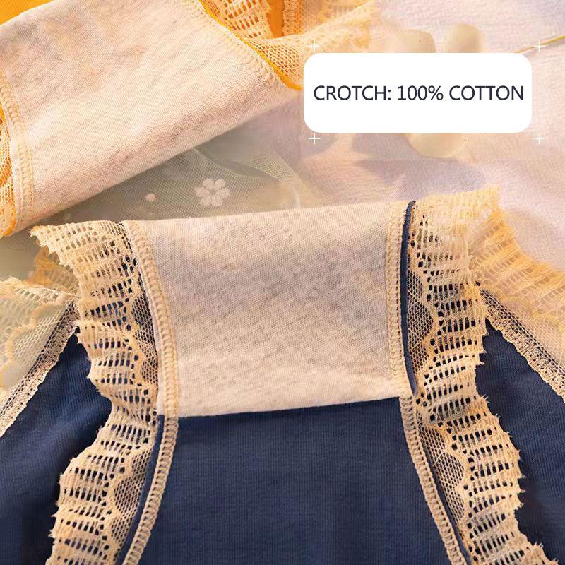 3PCS Cute Girly Lace Panties Antibacterial Cotton Crotch Sexy Panties Breathable Ladies Sweet and Comfortable Briefs