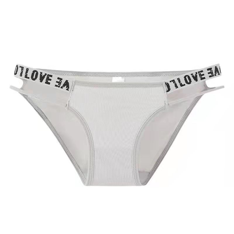 Simple Sports Style Girl Hollow Panties Ladies Sexy Low Waist Briefs Cotton Inner Crotch Breathable Letter Thin Belt Panties for Women Underwear