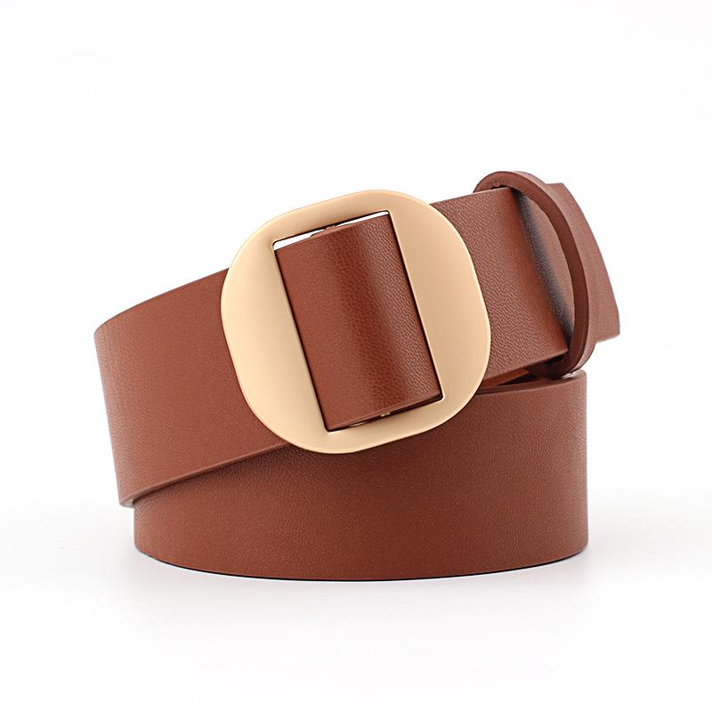 Ladies Belt Pu Leather Wide Belt Nonporous Solid Color Bright Colors