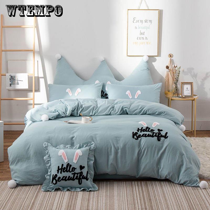 Bedding Four Sets of Princess Windmm Single Water Lotus Cotton Thick Grinding Bedding Three-piece Set of Winter