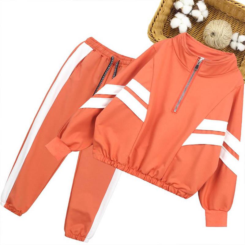 Girls Spring and Summer Sports Suits Long-sleeved Loose Casual Sportswear Girl Teenage Children's School Clothing