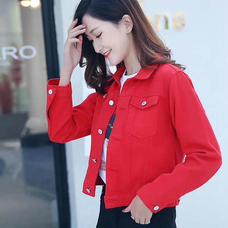 Women Lapel Solid Casual Denim Buttons Blazer Jeans Jacket Cardigan