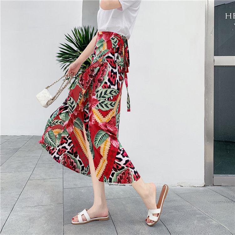 Women Boho Long Skirt Summer Beach Ladies Casual Skirts Floral Chiffon Tutu Skirt One-piece Skirt