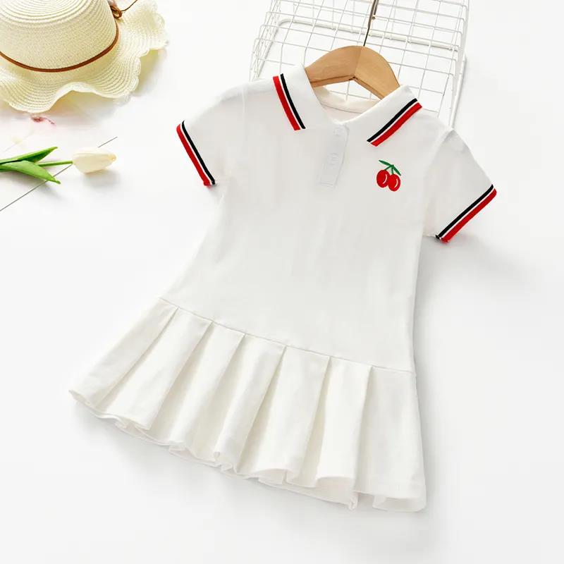 Summer Baby Girls Casual Clothes Dress Cherry Print Short Sleeve Dress Kids Toddler Pageant Dresses