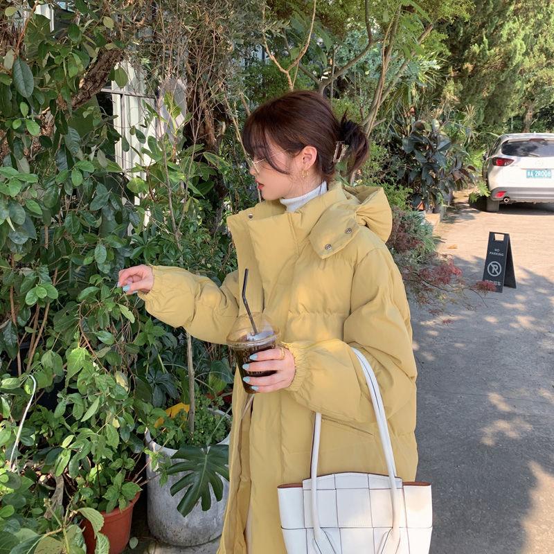 Women's Mid-length Cotton-padded Jacket Winter Korean Style Loose Thick Knee-length Hooded Hong Kong Style Cotton-padded Jacket Ins Tide