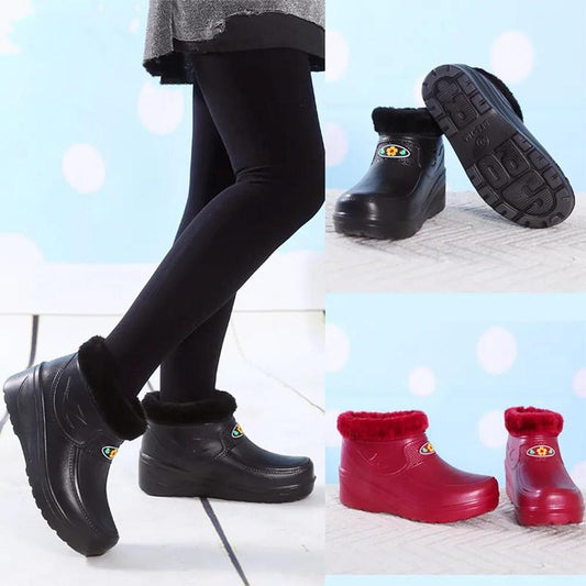 Plus Velvet Warm Shoes Anti-skid Warm Waterproof Rain Boots EVA Car Wash Kitchen Plus Velvet Cotton Shoes Student Boots