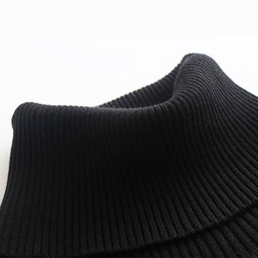 Pofulove Black Turtleneck Women's Autumn Winter Slim Fit Bottoming Shirt Long-sleeved Skinny Sweater