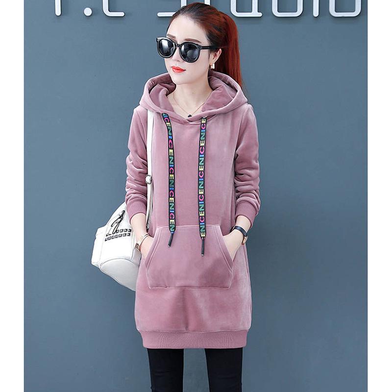 Hooded clothes Wild Large size Casual coat keep warm Winter Woman's Loose Sweatshirt Long sleeve