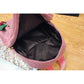 Corduroy Backpack for Women Cute Tassel Student School Bag Casual Knapsack