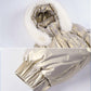 Winter White Duck Down Down Jacket Korean Style Large Fur Collar Cotton-padded Coat Thick Shiny Mid-length Hooded Down Coat