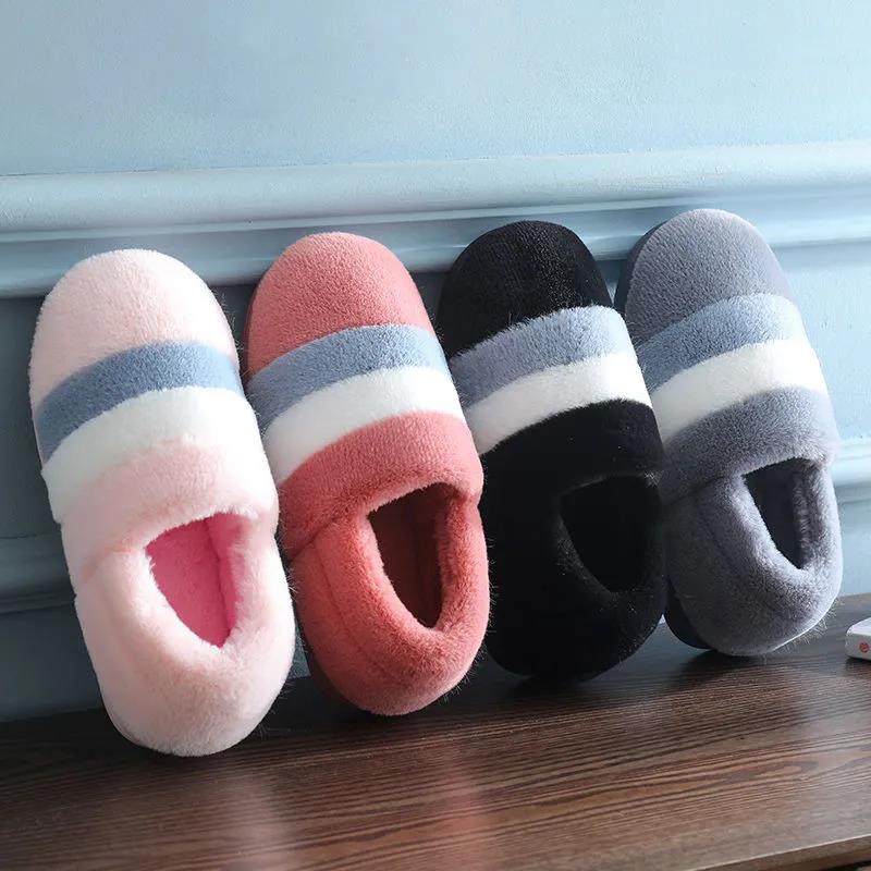 Winter Couple Thick-soled Non-slip Cotton Slippers Household Warmth Confinement Shoes Cute Cartoon Female Hair Drag