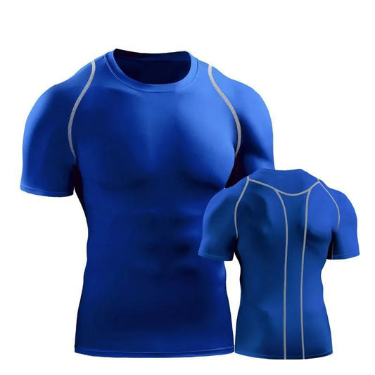 Fitness T-shirt Men Sports Shirt Half Sleeve Elastic Running Tees Breathable Casual Quick Dry Top Solid Color Tights Summer