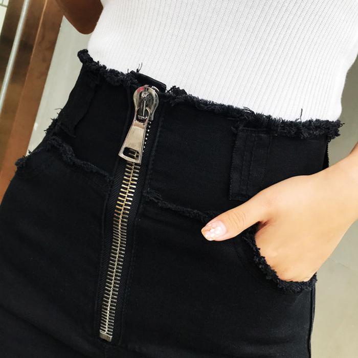 WTEMPO Long Zipper High Waist Denim Shorts Women Loose Spring and Summer Casual Shorts