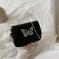 Butterfly Print Chain Shoulder Bags Casual Female Crossbody Bags Portable PU Leather Multi-Layer Transparent Chain Handbag