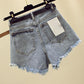 Denim Shorts Women's High Waist Summer Tide Ins Loose and Thin Wide-legged Hole A-line Pants