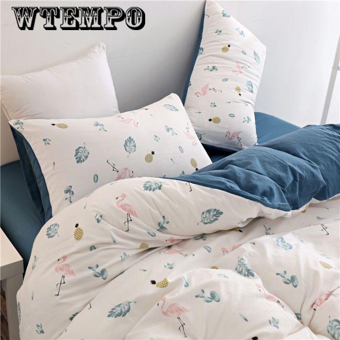 WTEMPO Fashion simple skin-friendly breathable bed sheet Quilt cover pillowcase bedding 3/4pcs