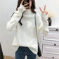 Autumn Winter Modal Cotton Pullover Women's Loose Half Turtleneck Sweater Fashion Curled Long Sleeve Knitwear